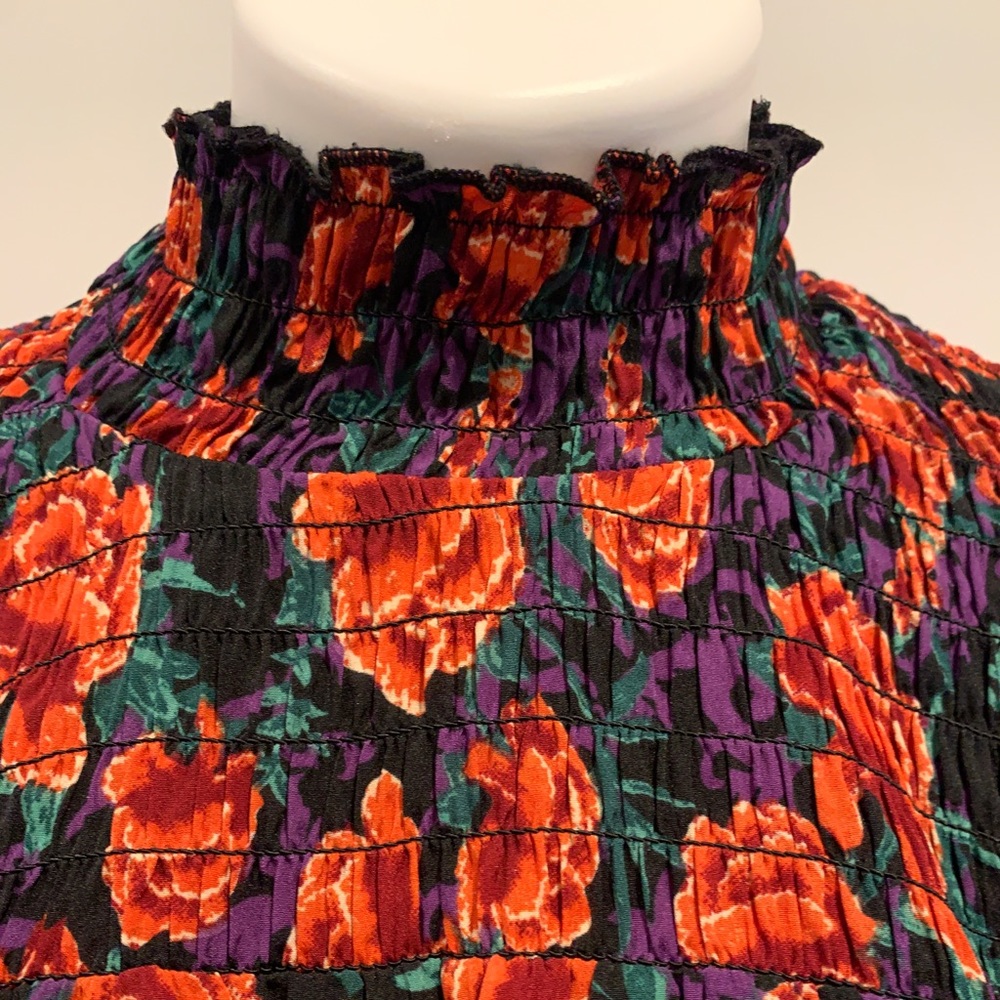 LMT: Calligraphie Floral Balloon Sleeve Top - Picture 4 of 16